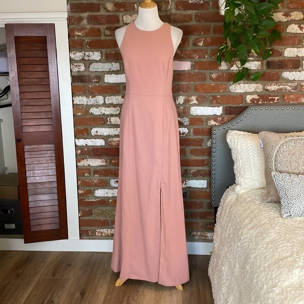 Dessy collection Open Back Gown in desert rose Size 14 New with tags Pink Maxi